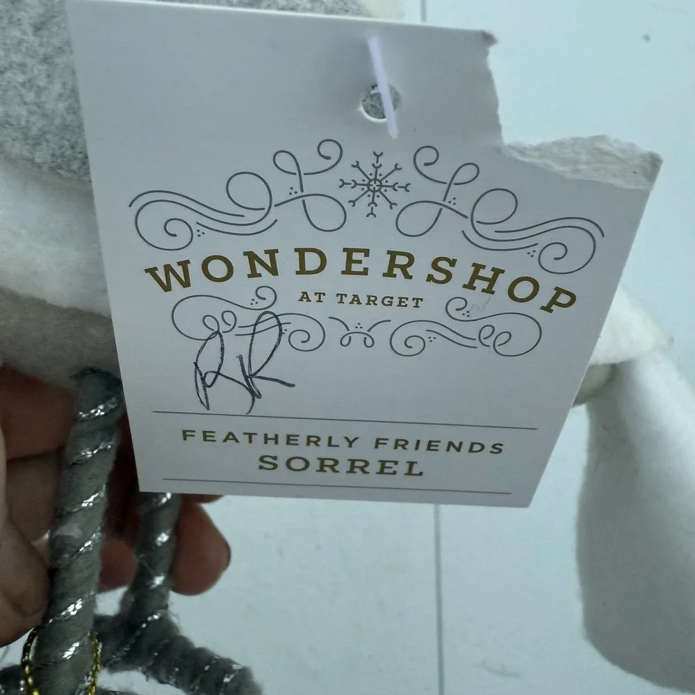 2020 Target Wondershop‎ Featherly Friends Figurine White Fabric Bird Sorrel